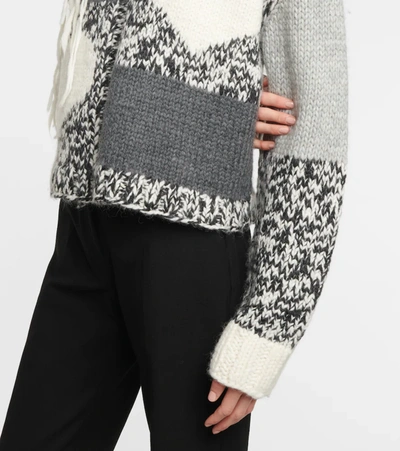 Shop Joseph Intarsia Wool-blend Sweater In Grey Combo