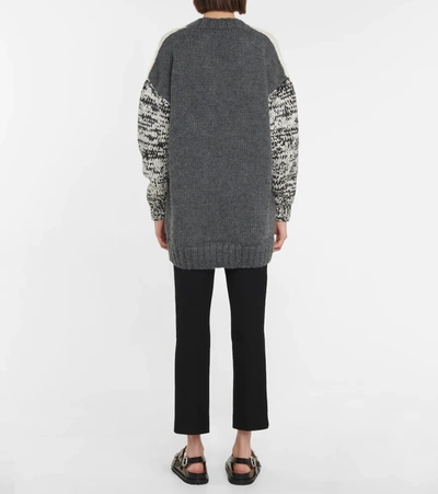Shop Joseph Intarsia Wool-blend Cardigan In Grey Combo