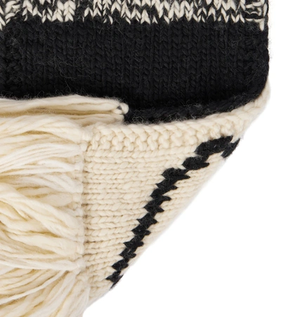 Shop Joseph Intarsia Wool-blend Scarf In Grey Combo