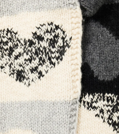 Shop Joseph Intarsia Wool-blend Scarf In Grey Combo