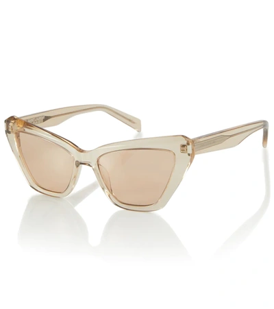 Shop Saint Laurent Sl 466 Cat-eye Sunglasses In Nude-nude-brown