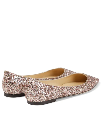 Shop Jimmy Choo Love Glitter Ballet Flats In Rose Mix