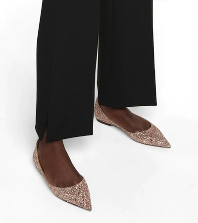 Shop Jimmy Choo Love Glitter Ballet Flats In Rose Mix