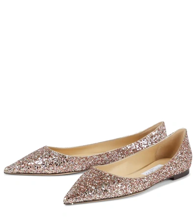 Jimmy Choo Love Glitter Ballet Flats In Rose Mix