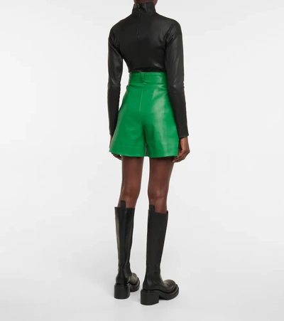 Shop Stouls Eloise Pleated Leather Shorts In Mentalo