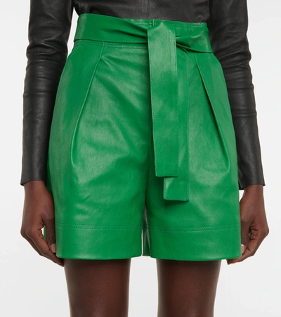 Shop Stouls Eloise Pleated Leather Shorts In Mentalo