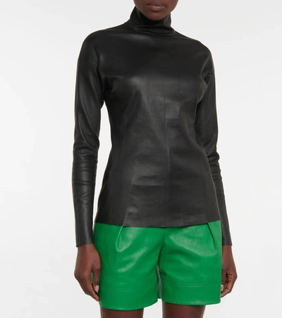 Shop Stouls Malcolm 22 High-neck Leather Top In Noir