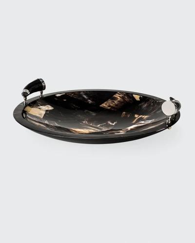 Ladorada Round Horn Veneer Platter With Horn Handles