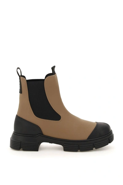 Shop Ganni Recycled Rubber Chelsea Boots In Fossil (brown)