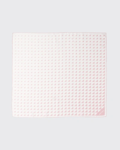 Shop Prada Triangle Degrade Printed Silk Scarf In White/pink