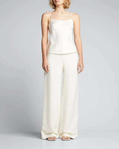 Shop The Row Roger Wide-leg Viscose-wool Pants In Ivory