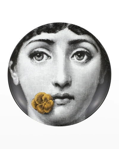 Shop Fornasetti Tema E Variazioni N. 137 Face With Flower Gold Wall Plate