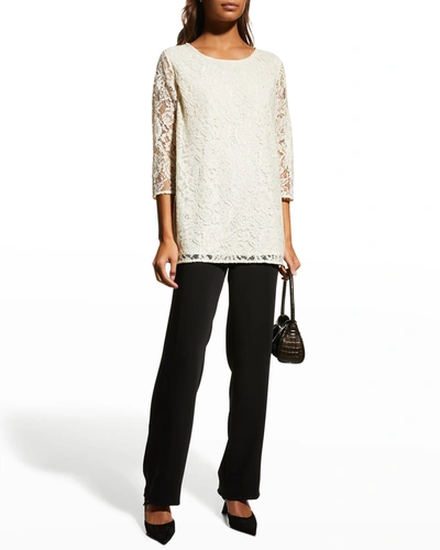 Shop Caroline Rose Lined Flora Lace Easy Tunic In Ivory