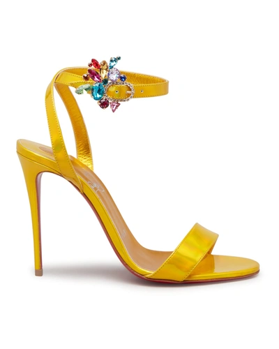 Shop Christian Louboutin Goldie Joli Jewel Red Sole Sandals In Y249 Yellowlin Ye