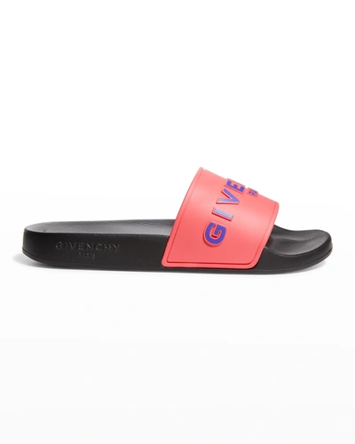 Shop Givenchy Logo Rubber Sandal Slide In Flamingo