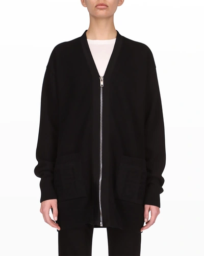 Shop Givenchy 4g Embroidered Wool-cashmere Cardigan In Black