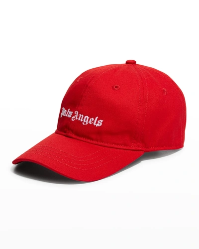 Shop Palm Angels Boy's Classic Logo Baseball Cap In Red White