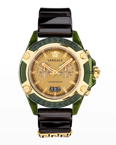 Shop Versace Men's 44mm Icon Active Silicone Watch In Green