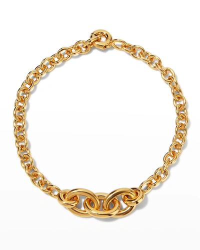 Shop Saint Laurent Short Link Necklace In Gold