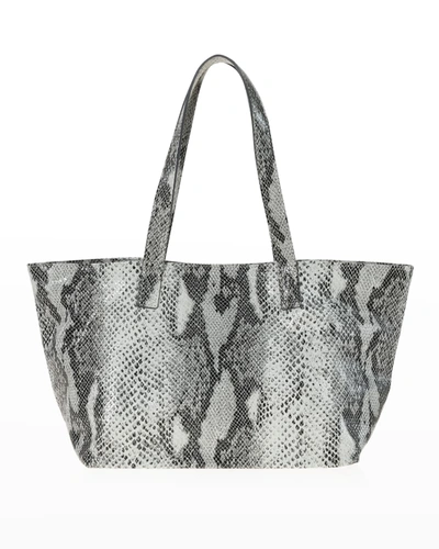 Shop Joanna Maxham Rive Gauche Python-print Shopper Tote Bag In Grey