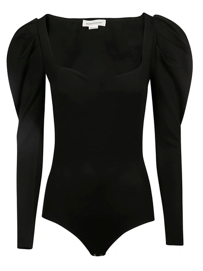 Shop Alexander Mcqueen Long-sleeved Bodysuit In Black