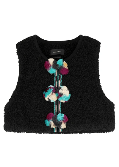 Shop Isabel Marant Ginsea Black Embellished Wool-blend Waistcoat