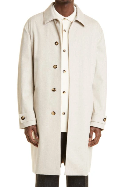 Shop Agnona Belted Cashmere Flannel Coat In Stone