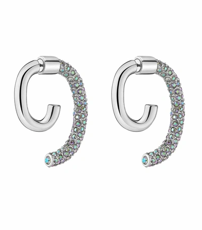 Shop Demarson Pave Crystal Encrusted Convertible Luna Earrings In Silver