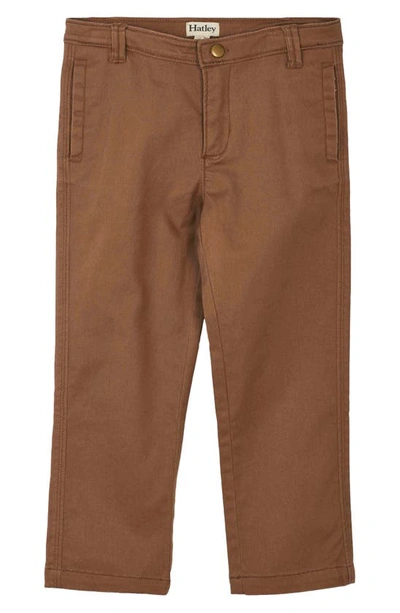Hatley Little Boy's & Boy's Khaki Twill Cotton Pants In Brown