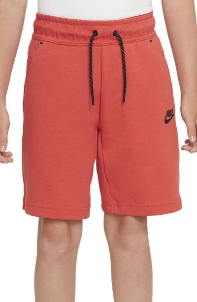Shop Nike Sportswear Kids' Tech Fleece Sweat Shorts In Lobster/ Black