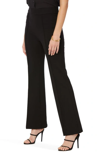Nydj Solid Pull-on Flare-leg Seamed Pants In Black