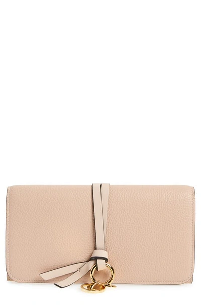 Shop Chloé Alphabet Leather Wallet In Blush Nude