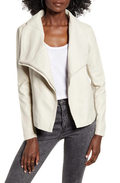 Shop Bb Dakota Up To Speed Faux Leather Moto Jacket In Bone