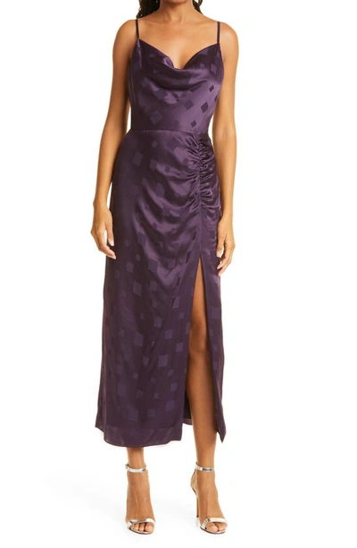 Shop Milly Lilliana Diamond Jacquard Silk Blend Midi Dress In Navy