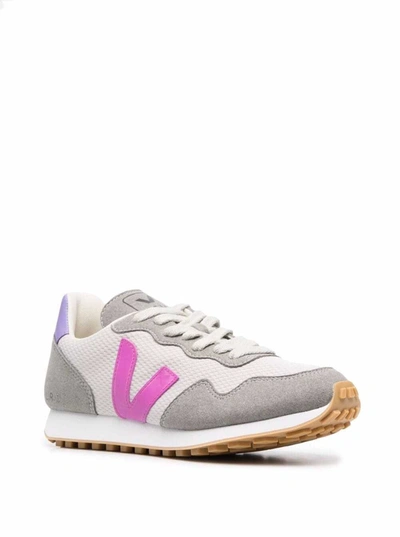 Shop Veja Alveo Multicolor Vegan Leather And Mesh Sneakers In Grey