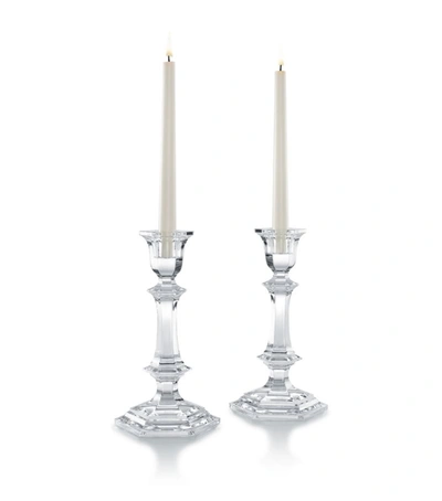 Shop Baccarat Harcourt Candlesticks (set Of 2) In Clear