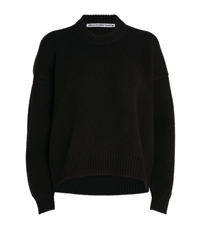 Shop Alexander Wang Wool-rich Asymmetric Sweater In Black