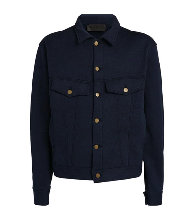 Shop Fear Of God French Terry Trucker Jacket In Navy