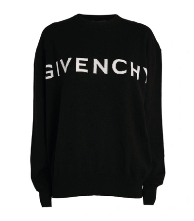 Shop Givenchy Cashmere Logo Sweater In Black