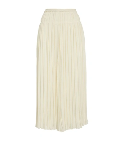 Shop Chloé Virgin Wool Pleated Midi Skirt In White