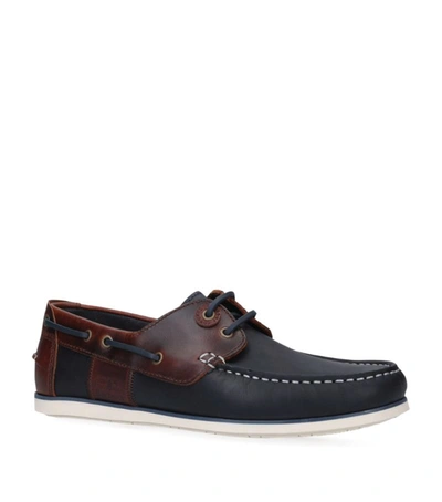 Shop Barbour Leather Capstan Boat Shoes In Blue