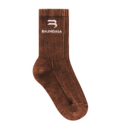 Shop Balenciaga Sporty B Tennis Socks In Black