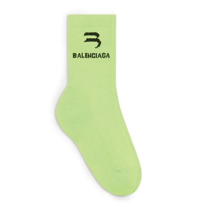 Shop Balenciaga Sporty B Tennis Socks In Green