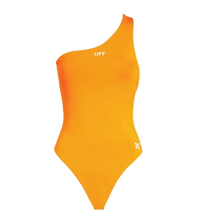 Shop Off-white Arrows Logo Swimsuit In Orange