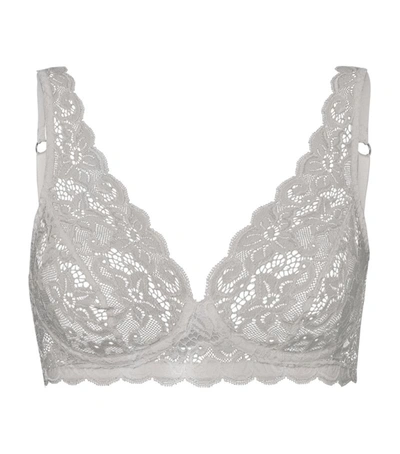 Shop Hanro Moments Lace Soft-cup Bra In Grey