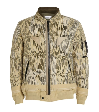 Shop Stone Island Padded Rain Camo Bomber Jacket In Neutral