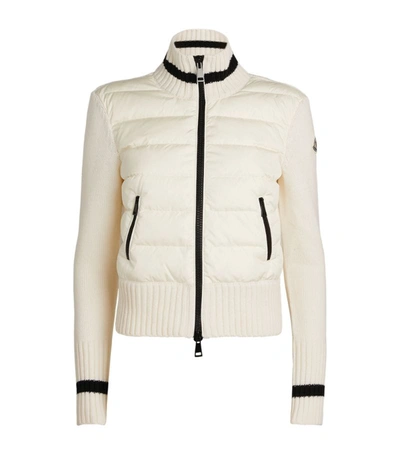 Shop Moncler Quilted Zip-up Cardigan In White