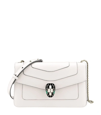Shop Bvlgari Leather Serpenti Forever Cross-body Bag In White