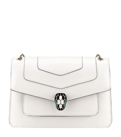 Shop Bvlgari Leather Serpenti Forever Shoulder Bag In White