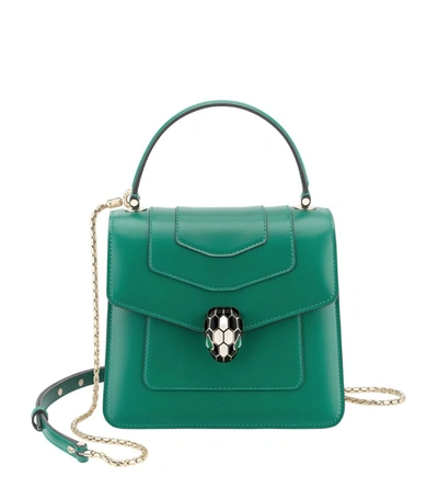 Shop Bvlgari Leather Serpenti Forever Top-handle Bag In Green